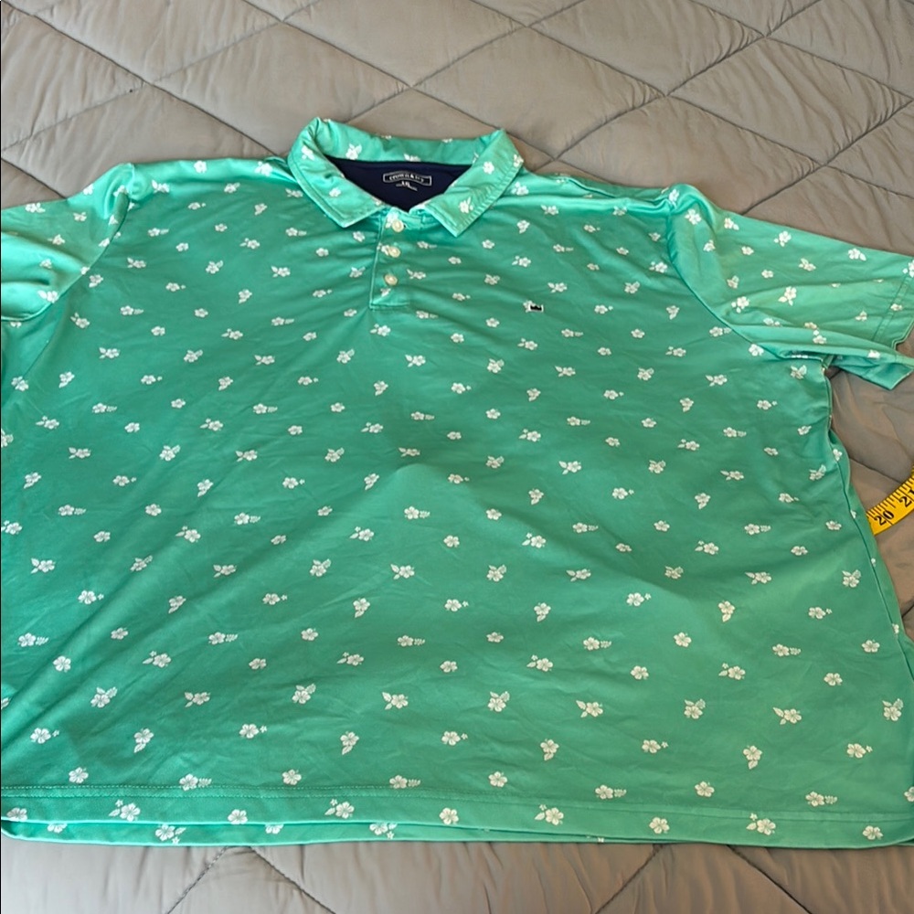 Men’s Green and White Golf Polo - XXL